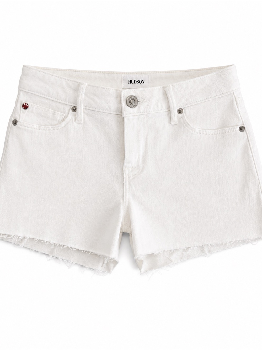 Hudson Jeans White Frayed Denim Cutoff Shorts